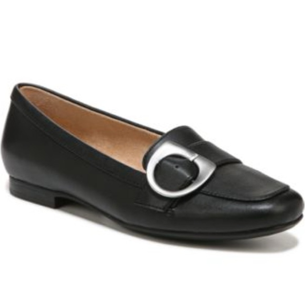 Naturalizer Black Loafers with Silver Accent